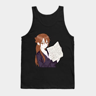 Anime Girl With Book Tank Top